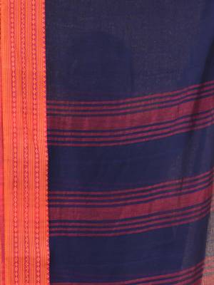 Blue soft mulmul cotton saree 4