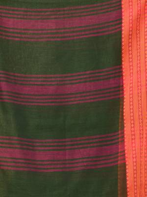 Forest green soft mulmul cotton saree 4