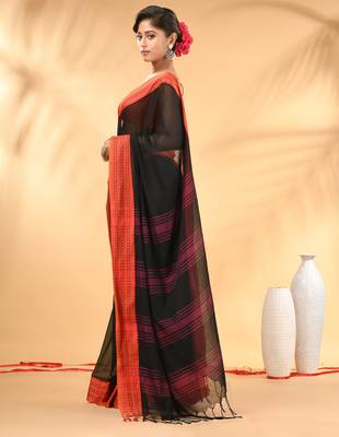 Black soft mulmul cotton saree 2