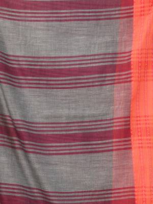 Grey soft mulmul cotton saree 4