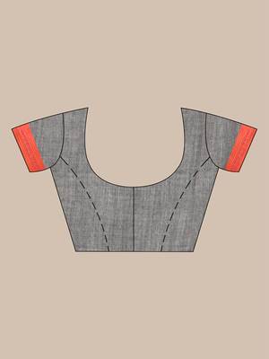 Grey soft mulmul cotton saree 5