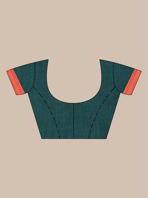 Teal soft mulmul cotton saree 5