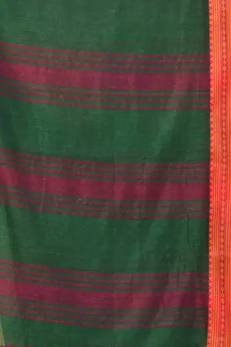 Green soft mulmul cotton saree