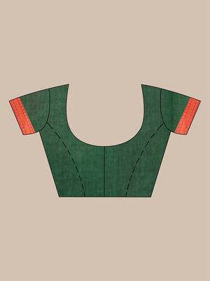Green soft mulmul cotton saree 5