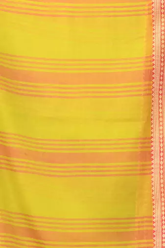 Lime green soft mulmul cotton saree