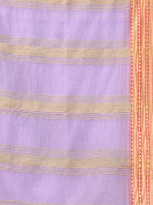 Light violet soft mulmul cotton saree 4