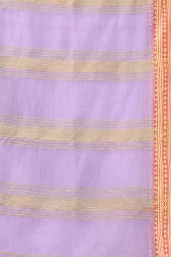 Light violet soft mulmul cotton saree