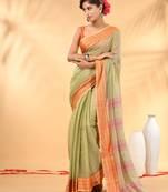 Beige soft mulmul cotton saree