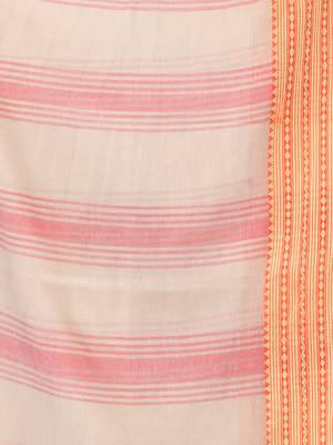 Beige soft mulmul cotton saree 4