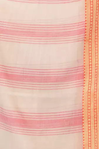 Beige soft mulmul cotton saree