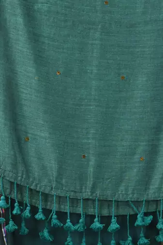Dark and light teal sequin mulmul cotton saree