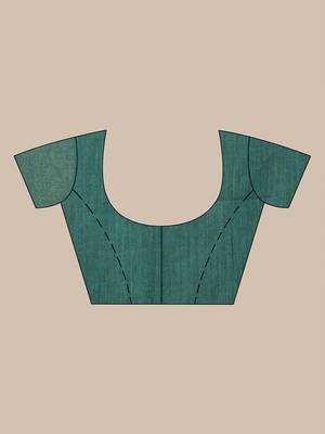 Dark and light teal sequin mulmul cotton saree 5