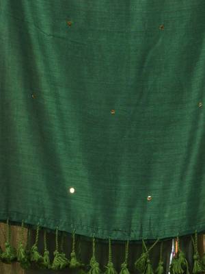 Dark and light green sequin mulmul cotton saree 4