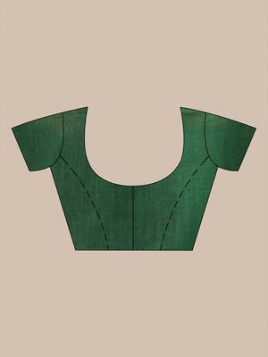 Dark and light green sequin mulmul cotton saree 5