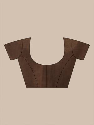Brown sequin mulmul cotton saree 5