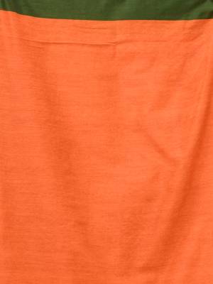 Green and orange cotton handspun saree with tassel detailing 4
