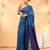 Sapphire blue and blue cotton handspun saree with tassel detailing