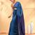 Sapphire blue and blue cotton handspun saree with tassel detailing
