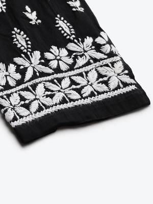 Hand embroidered black cotton lucknowi chikankari palazzo 7