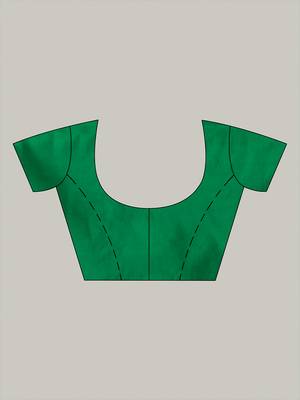 green art silk banarasi saree with golden zari work 5