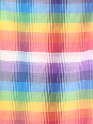 Rainbow stripes white mulmul cotton saree with tassel border 4