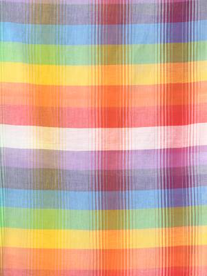 Rainbow stripes pistachio green mulmul cotton saree with tassel border 4
