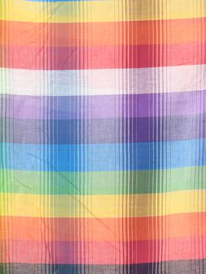 Rainbow stripes grey mulmul cotton saree with tassel border 4