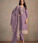 Light purple organza silk semi stitched wedding suits