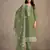 Olive green organza silk semi stitched wedding suits