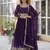 Purple faux blooming anarkali gown with intricate zari & sequin embroidery   fully stitched partywear for women
