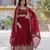 Maroon faux blooming anarkali gown with heavy zari & sequin embroidery   fully stitched festive wear for women