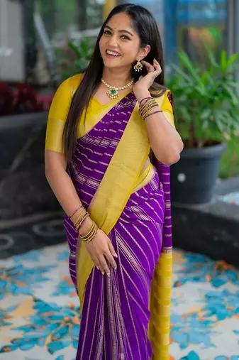 Multicolor silk blend saree with blouse