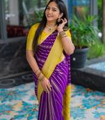 Multicolor silk blend saree with blouse