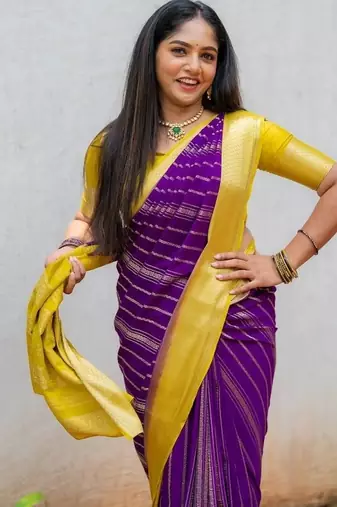 Multicolor silk blend saree with blouse