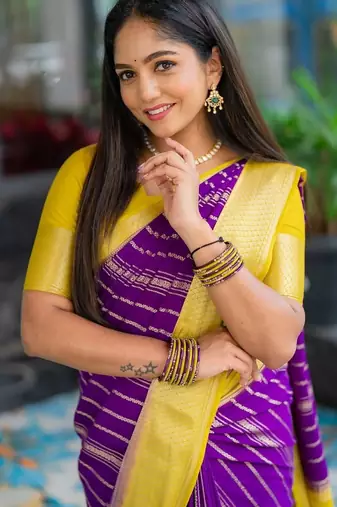 Multicolor silk blend saree with blouse