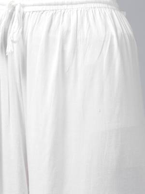 Hand embroidered white rayon cotton lucknowi chikan palazzo 7