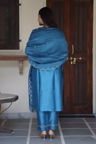 Prussian blue dream garden suit set