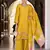 Yellow premium embroidered pure-satin stitched plazzo suit