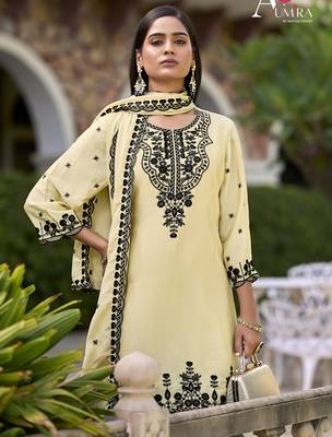 Chiku embroidered chinon silk stitched Palazzo suit 3