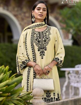 Chiku embroidered chinon silk stitched Palazzo suit 4