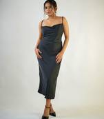 Black zara satin plain satin cowl neck dress western