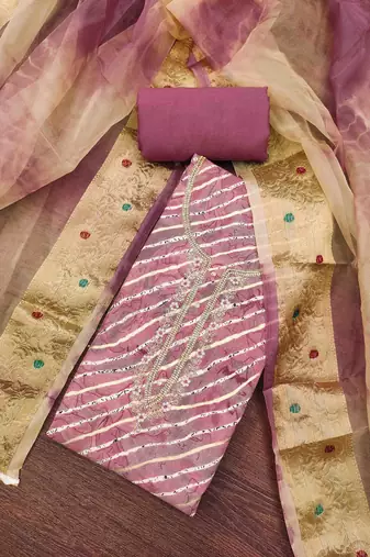 Women's onion cotton handwork unstitched dress material