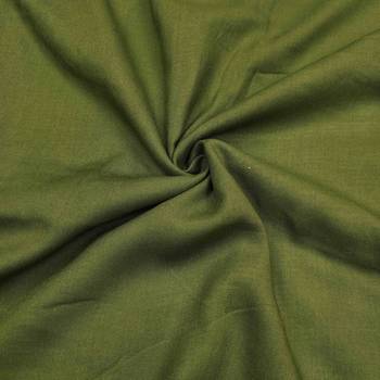 Women's green cotton handwork unstitched dress material 4
