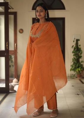 Rust orange moss basket suit set 1