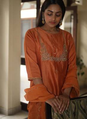 Rust orange moss basket suit set 4