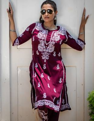 Chikankari cotton embroidered kurta set 3