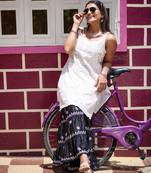 Chikankari chanderi embroidered white kurta