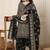 beige & black cotton blend printed ready to wear patiala salwar suit