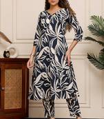 women's cotton botanical floral printed kurta with pant