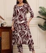 women's cotton botanical floral printed kurta with pant